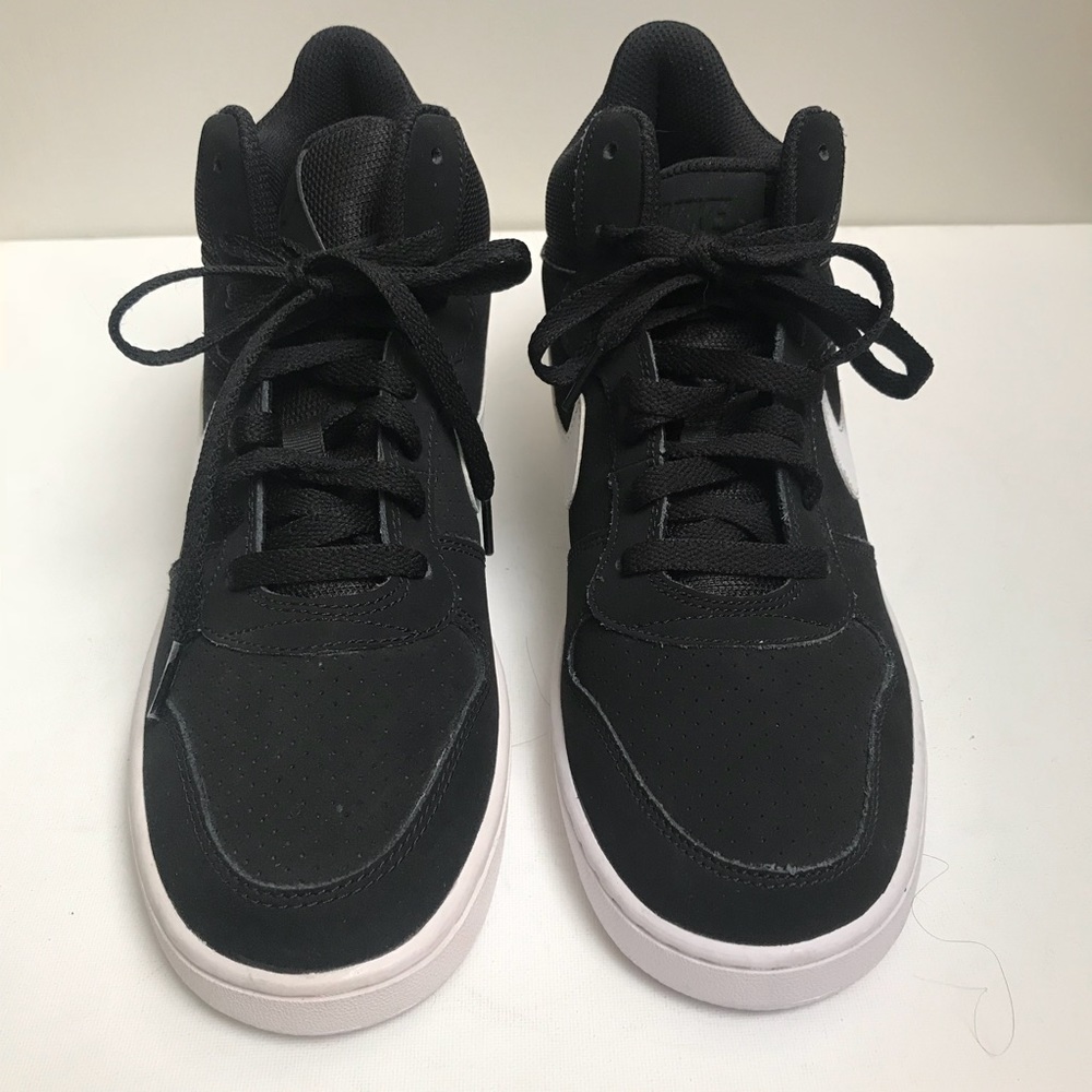 NIKE Black & White Court Borough Mid Sneakers - Picture 2 of 8